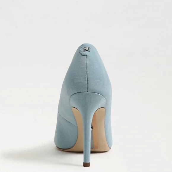 NIB Sam Edelman Hazel Pointed Toe Pump Vienna Blue Silk Size 8 - Picture 3 of 7